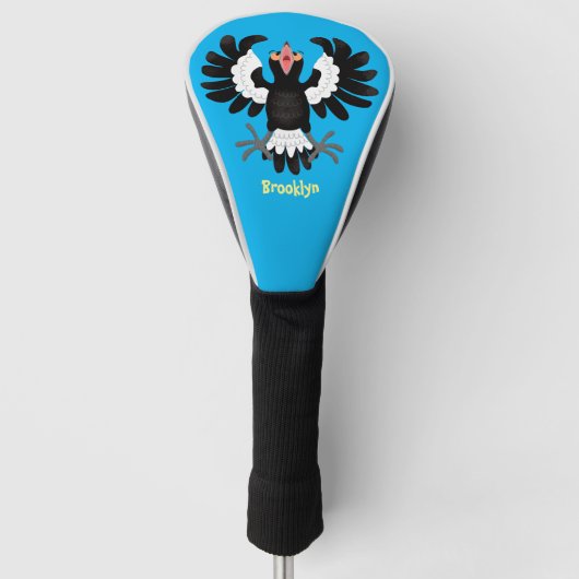 Funny Australian magpie cartoon illustratie Golfheadcover (Voorkant)