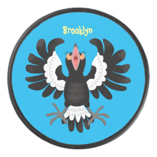 Funny Australian magpie cartoon illustratie Hockey Puck