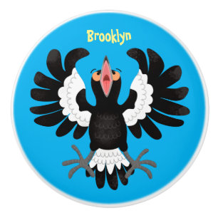 Funny Australian magpie cartoon illustratie Keramische Knop
