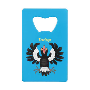 Funny Australian magpie cartoon illustratie Kredietkaart Flessenopener