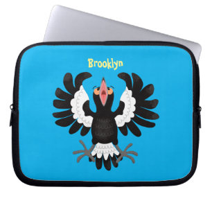 Funny Australian magpie cartoon illustratie Laptop Sleeve