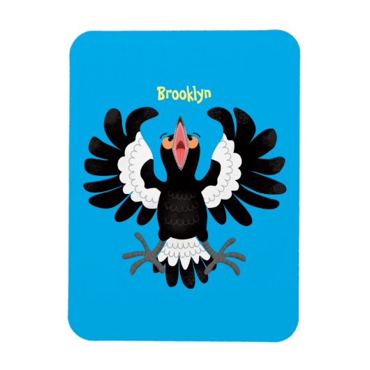 Funny Australian magpie cartoon illustratie Magneet (Verticaal)