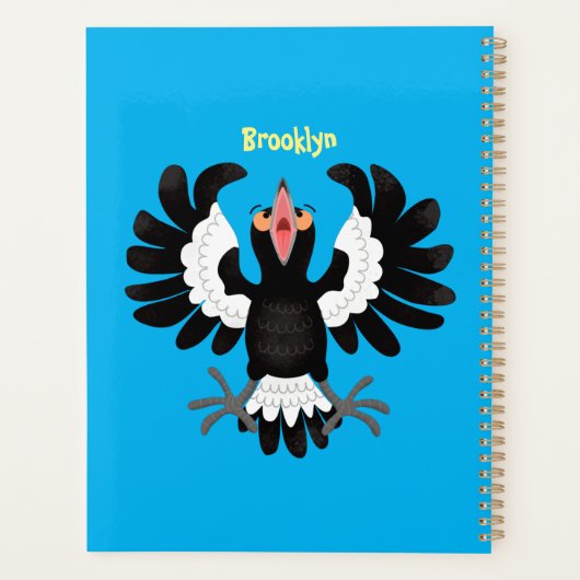 Funny Australian magpie cartoon illustratie Planner (Achterkant)