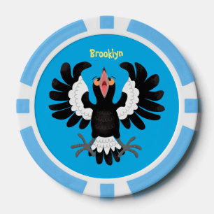 Funny Australian magpie cartoon illustratie Poker Chips