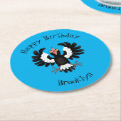 Funny Australian magpie cartoon illustratie Ronde Kartonnen Onderzetter (Gebogen)