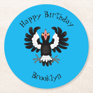 Funny Australian magpie cartoon illustratie Ronde Kartonnen Onderzetter