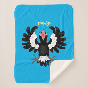 Funny Australian magpie cartoon illustratie Sherpa Deken