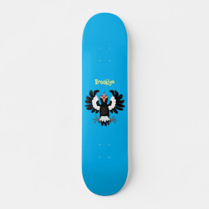 Funny Australian magpie cartoon illustratie Skateboard