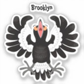 Funny Australian magpie cartoon illustratie Sticker (Voorkant)
