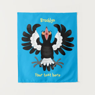 Funny Australian magpie cartoon illustratie Wandkleed