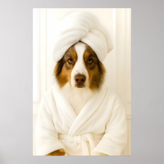Funny Australian Shepherd Bathroom Print (Voorkant)