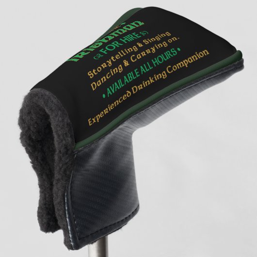 Funny Authentic Irishman voor Hire Golfheadcover (3/4 voorkant)