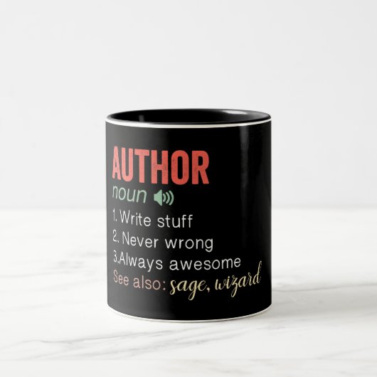 Funny Author Definition Two-Tone Coffee Mok (Center)