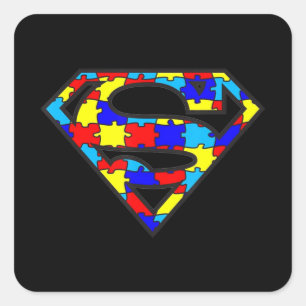 Funny Autism Awareness Superheld T-Shirt170 Vierkante Sticker