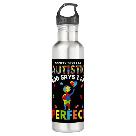Funny Autism citeert: "Society zegt dat ik autisti Waterfles (Voorkant)