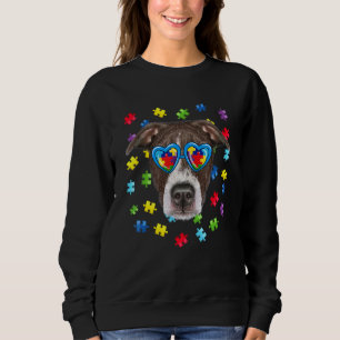 Funny Autism Pitbull Dog Puzzle Sunglazen Boys Ki Trui