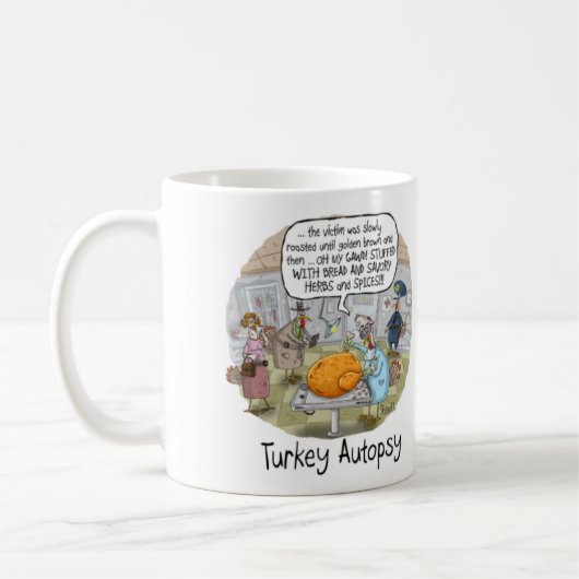 FUNNY AUTOPSY THANKSGIVING KAART en GIFT Koffiemok (Links)