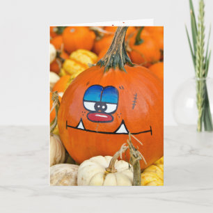 Funny Autumn Pumpkin voor Birthday Kaart