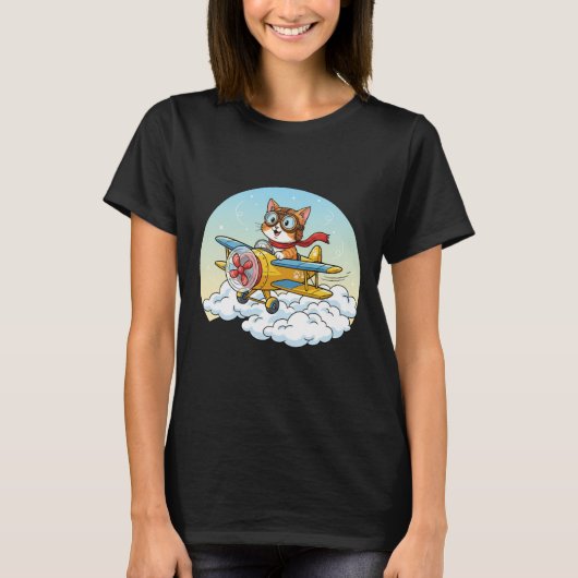Funny Aviator Cat Pilot T-Shirt  (Devant)