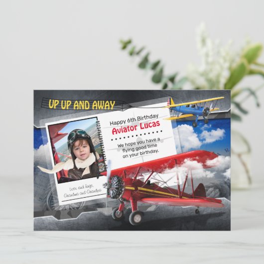 Funny Aviator Plane carte d'anniversaire (Debout devant)