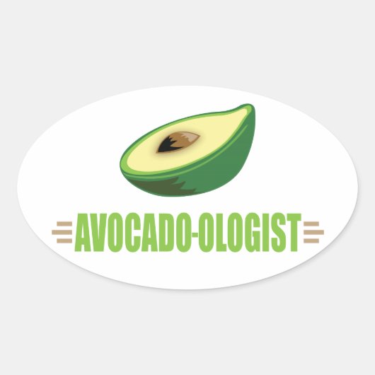 Funny Avocado Ovale Sticker (Voorkant)