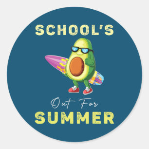 Funny Avocado-scholen voor zomerleraar Ronde Sticker