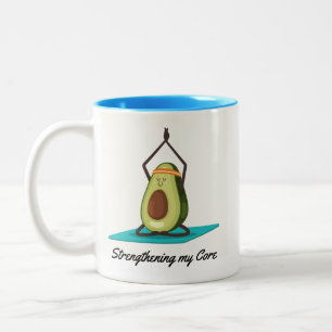 Funny Avocado Yoga Pun Tweekleurige Koffiemok