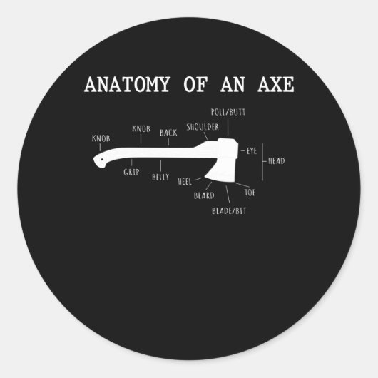 Funny Ax Throwing Anatomy Hatchet Lumberjack Ronde Sticker (Voorkant)