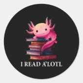 Funny Axolotl Book Lover Librarian Reading Library Ronde Sticker (Voorkant)