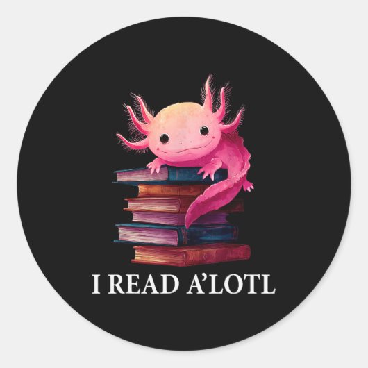 Funny Axolotl Book Lover Librarian Reading Library Ronde Sticker (Voorkant)