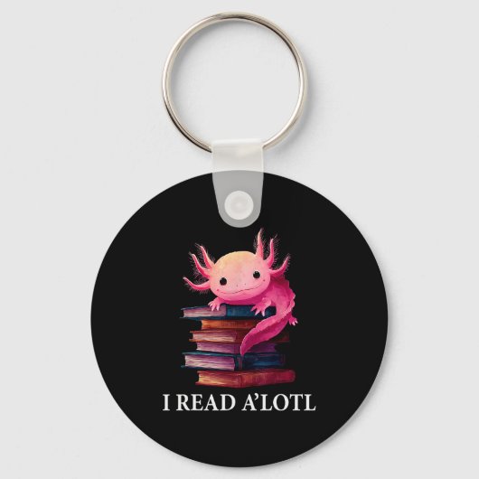Funny Axolotl Book Lover Librarian Reading Library Sleutelhanger (Voorkant)