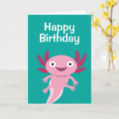 Funny Axolotl Illustratie Kaart (Gele Bloem)