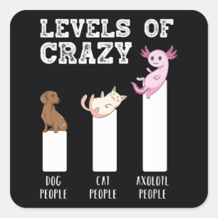 Funny Axolotl Level of Crazy Animals Lover Gift Vierkante Sticker