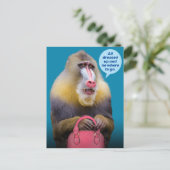 Funny Baboon is helemaal gekleed. Briefkaart (Staand voorkant)