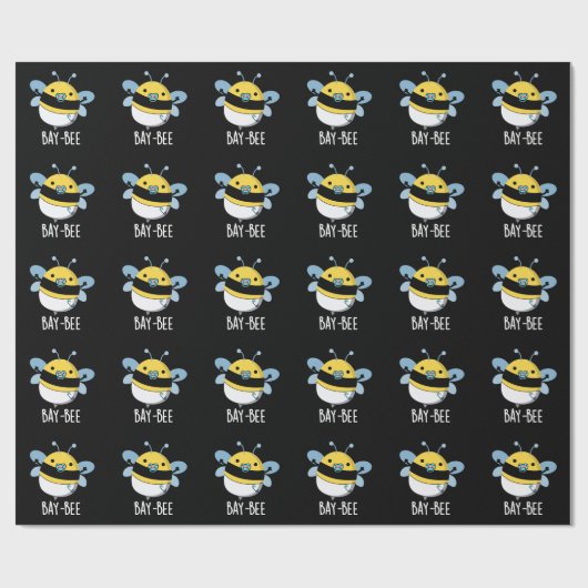 Funny Baby Bee Pun Dark BG Cadeaupapier (Vlak)