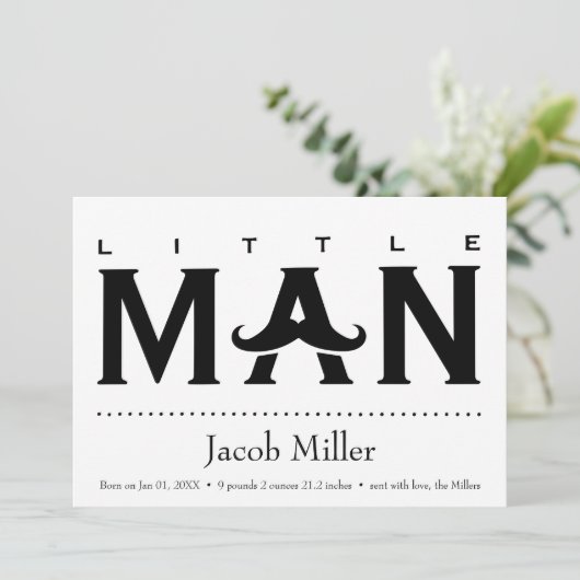 Funny Baby Custom Name Birth Announding Kaart (Staand voorkant)