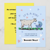 Funny Baby shower Goat Invitation Kaart (Voorkant / Achterkant)
