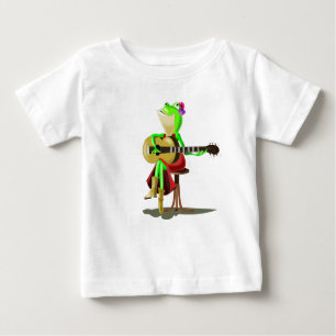 Funny Baby T-Shirt met kikker die gitaar speelt