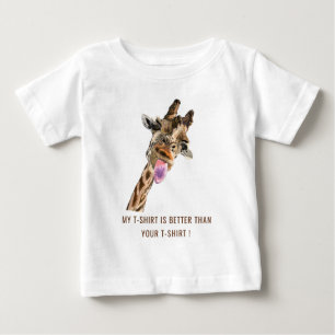 Funny Baby T-Shirt met Playful Giraffe - Lach
