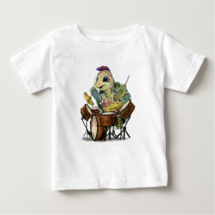 Funny Baby T-Shirt met Turtle Drummer