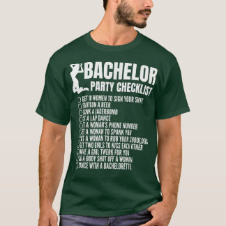 Funny Bachelor Party Checklist For Wedding Party M T-shirt