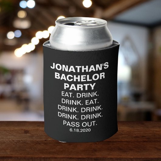 Funny Bachelor Party Eat Drink Pass Out Custom Blikjeskoeler