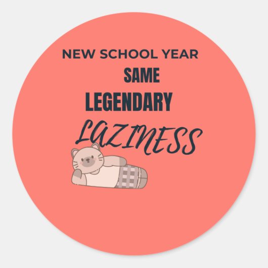 Funny Back to School Lazy Sticker (Voorkant)