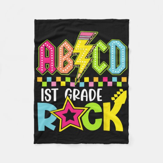 Funny Back To School Lightning Bolt 1st Grade Rock Fleece Deken (Voorkant)