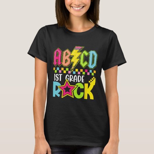 Funny Back To School Lightning Bolt 1st Grade Rock T-shirt (Voorkant)