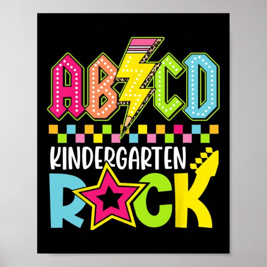 Funny Back To School Lightning Bolt Kindergarten R Poster (Voorkant)