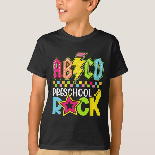 Funny Back To School Lightning Bolt Preschool Rock T-shirt (Voorkant)