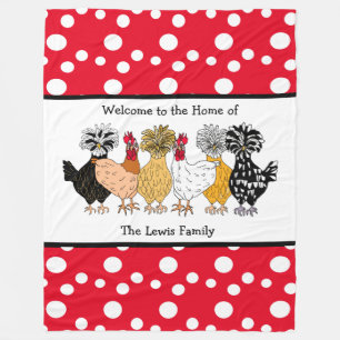 Funny Backyard Kippen Poolse Hens Polka Dot Fleece Deken