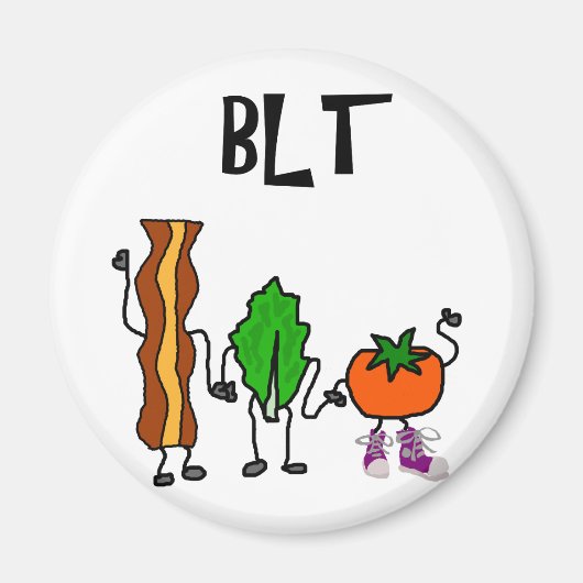 Funny Bacon, Lettuce en Tomato Cartoon Magneet (Voorkant)