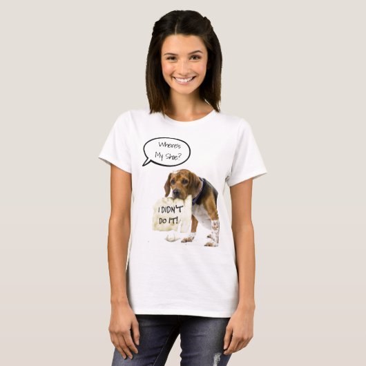 Funny Bad Chien chiot Où est mon T-shirt Chaussure (Devant entier)